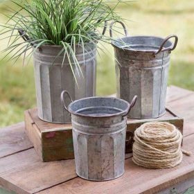 Set of Three Tall Garden Pails