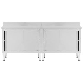 vidaXL Mesas trabalho c/ portas correr 2pcs 200x50x(95-97)cm aço inox.