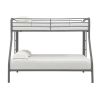 Twin over Full size Sturdy Metal Bunk Bed in Silver Finish