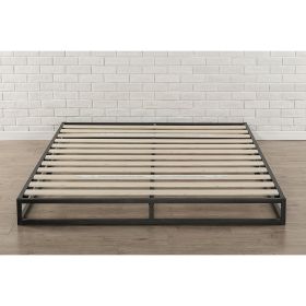 Full size 6-inch Low Profile Metal Platform Bed Frame with Wooden Slats