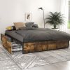 Full Metal Wood Platform Bed Frame with 4 Storage Drawers - 600 lbs Max Weight