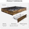 Full Metal Wood Platform Bed Frame with 4 Storage Drawers - 600 lbs Max Weight