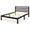 Full size Wooden Platform Bed Frame with Headboard in Espresso