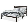 Full size Wooden Platform Bed Frame with Headboard in Espresso