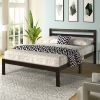 Full size Wooden Platform Bed Frame with Headboard in Espresso