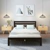 Full size Wooden Platform Bed Frame with Headboard in Espresso