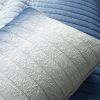 King size Blue Grey Lightweight Crinkle Fabric 3 Piece Quilt Set