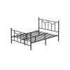 Queen Matte-Black Metal Platform Bed Frame with Headboard and Footboard