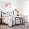 Queen Matte-Black Metal Platform Bed Frame with Headboard and Footboard