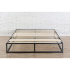 King size Modern 10-inch Low Profile Metal Platform Bed Frame with Wood Slats