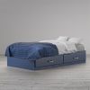 Twin Size Blue Platform Bed with 2 Storage Drawers Rope Handles