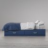 Twin Size Blue Platform Bed with 2 Storage Drawers Rope Handles