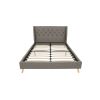 Full size Grey Linen Upholstered Platform Bed with Wingback Headboard