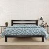 Queen Heavy Duty Metal Platform Bed Frame with Headboard and Wood Slats