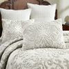 Queen Size 100-Percent Cotton Chenille 3-Piece Coverlet Bedspread Set in Ivory