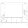 Queen size Modern Canopy Bed Frame in White Metal Finish