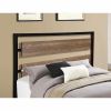 Full Size Industrial Metal Platform Bed Frame with Wood Panel Headboard