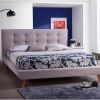 Queen size Mid-Century Style Beige Upholstered Platform Bed