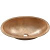 Pure Copper 19-inch Oval Bathroom Sink Unfinished