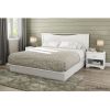 King size Modern Platform Bed with Storage Drawers in White Finish