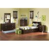 Twin size Contemporary Bookcase Headboard in Chocolate Finish