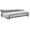 Twin size Roll Out Trundle Bed Frame in Black Metal