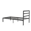 Twin Black Metal Platform Bed Frame with Headboard Included