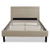 King size Taupe Upholstered Classic Platform Bed with Classic Headboard