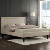 Queen size Taupe Upholstered Platform Bed with Headboard