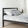 Twin Modern Metal Platform Bed Frame with Headboard and Wood Slats