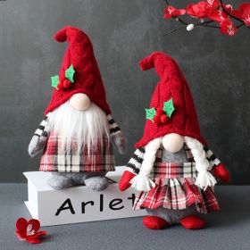 Braided Faceless Doll Plaid With Hat Forest Old Man Doll Plush Desktop Ornament