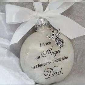 In Heaven Relatives Name Ornament, Keepsake Feather Plastic Ball Christmas Tree Charm Hanging