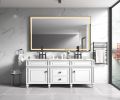 84in. W x48 in. H Framed LED Single Bathroom Vanity Mirror in Polished Crystal Bathroom Vanity LED Mirror with 3 Color Lights Mirror for Bathroom Wall