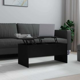 Coffee Table Black 40.2"x19.9"x18.3" Engineered Wood