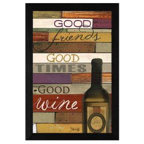 "Good Wine" By Marla Rae, Printed Wall Art, Ready To Hang Framed Poster, Black Frame