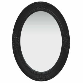 Wall Mirror Baroque Style 19.7"x27.6" Black