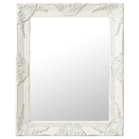 Wall Mirror Baroque Style 19.7"x23.6" White