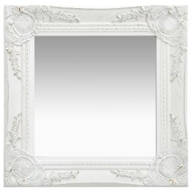 Wall Mirror Baroque Style15.7"x15.7" White