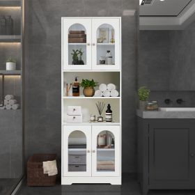 67" Tall Bathroom Storage Cabinet with Doors and Shelves, Towel Cabinet for Bathroom Freestanding, Linen Cabinet for Bathroom Storage 6 Tier