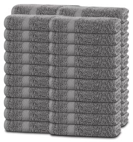 Charcoal Washcloths for Body and Face Towel Cotton Wash Cloths Bulk 48 Pack Flannel Spa Fingertip Wash Clothes 12x12 Inch Soft Absorbent Gym Towels