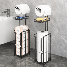 Two stood -standing sanitary paper bracket brackets, toilet paper rolls with shelves, and reserve for bathroom storage, mobile phones, giant rolls