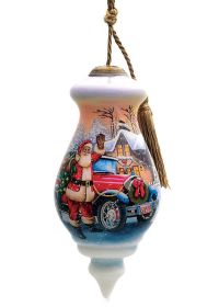 Santa Delivery Gifts Hand Painted Glass Hanging Ornament