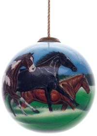 Horse Power Hand Painted Glass Hanging Ornament