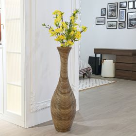 39-inch Tall Artificial Rattan Floor Vase in Elegant Beige - Statement Piece for Living Room Decor, Entryway