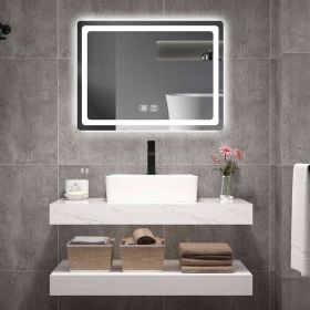 31in. H LED Single Bathroom Vanity Mirror in Polished Crystal Bathroom Vanity LED Mirror for Bathroom Wall Smart Lighted Vanity Mirrors