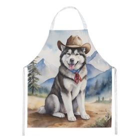 Alaskan Malamute Cowboy Welcome Apron Cooking Kitchen Server Baking Crafts Gardening for Adult Women Men, Unisex, Large, Multicolor