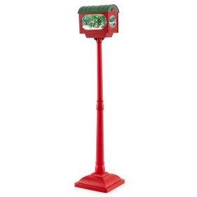 59 Inch Christmas Street Lamp with Sound-Activated Snow Globe Lantern