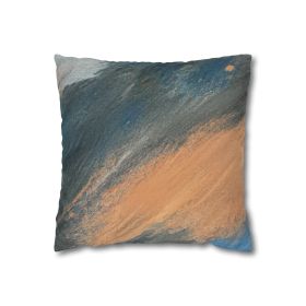 Decorative Throw Pillow Covers With Zipper - Set Of 2, Abstract Blue Orange Grey Pattern