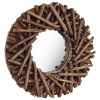 Wall Mirror 15.7" Teak Round