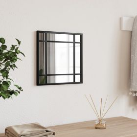 Wall Mirror Black 11.8"x11.8" Square Iron